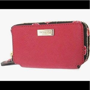 Kate Spade Rose Dbl Zip Around Card/Coin Wallet